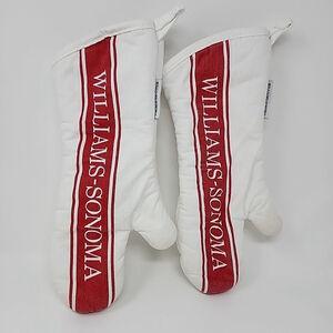 Williams Sonoma Red White Oven Mitts